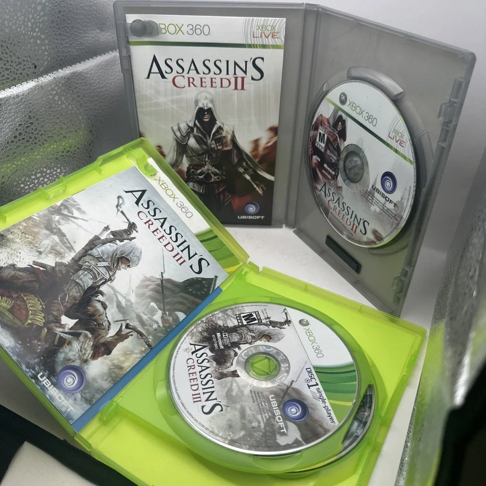 Assassin's Creed II 2 III 3 Xbox 360 Games LOT Bundle CIB Complete Manuals